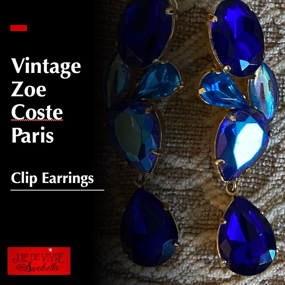 Zoe Coste Paris Dangle Teardrop Earrings - Blue